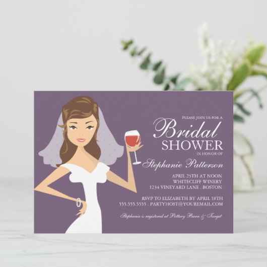 Modern Bride Wine Theme Bridal Shower Kaart (Staand voorkant)