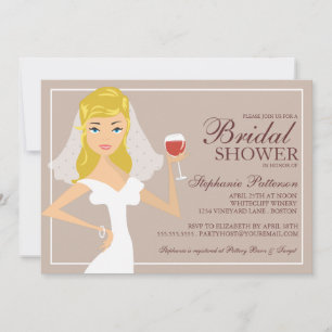 Modern Bride Wine Theme Bridal Shower Kaart
