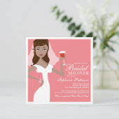Modern Bride Wine Theme Bridal Shower Kaart (Staand voorkant)