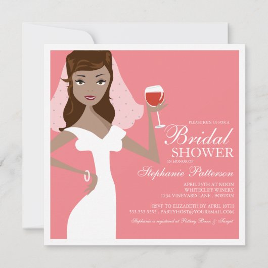 Modern Bride Wine Theme Bridal Shower Kaart (Voorkant)