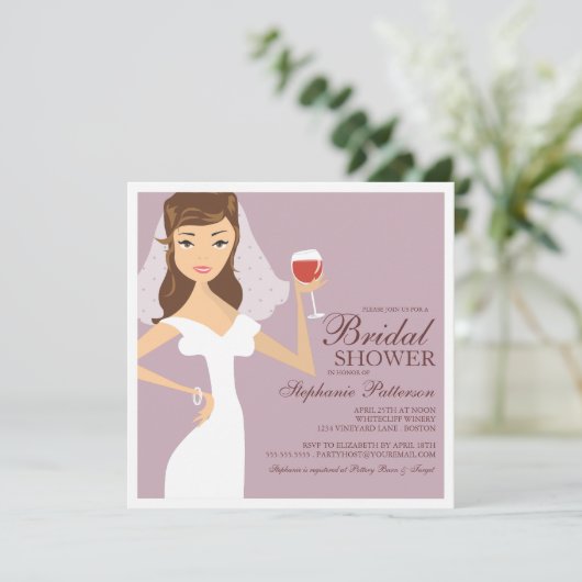 Modern Bride Wine Theme Bridal Shower Kaart (Staand voorkant)