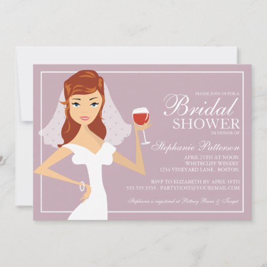 Modern Bride Wine Theme Bridal Shower Kaart (Voorkant)
