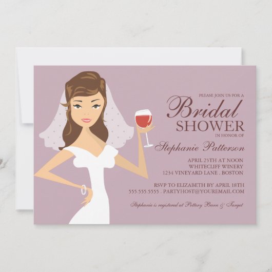 Modern Bride Wine Theme Bridal Shower Kaart (Voorkant)