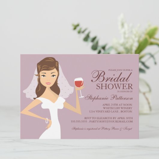 Modern Bride Wine Theme Bridal Shower Kaart (Staand voorkant)