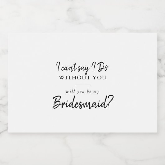Modern Bridesmaid-voorstel Sparkling Wijnetiket (Enkel label)