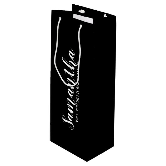 Modern Bridesmaid-voorstel Wijn Cadeautas (Voorkant Gekanteld)