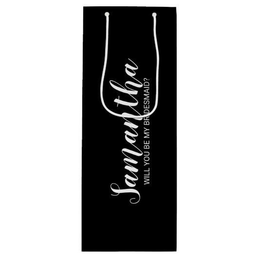 Modern Bridesmaid-voorstel Wijn Cadeautas (Voorkant)