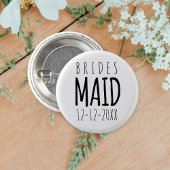 Modern Bridesmaid Wedding Bridal Party Button