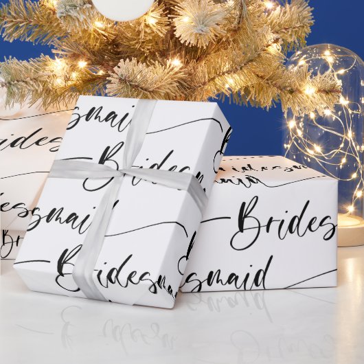 Modern Bridesmaid Wrapping Paper in Black White Cadeaupapier (Feestdagen)