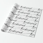 Modern Bridesmaid Wrapping Paper in Black White Cadeaupapier (Uitgerold)