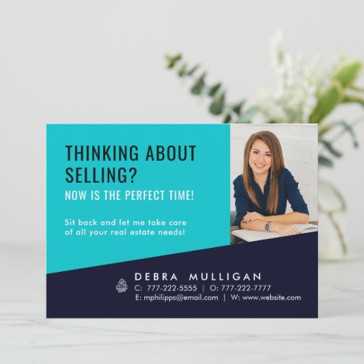 Modern Briefkaart voor de verkoop van onroerend go (Staand voorkant)
