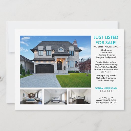 Modern Briefkaart voor de verkoop van onroerend go (Achterkant)