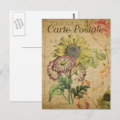 Modern  Briefkaart voor het collage van bloemen (Voorkant / Achterkant)