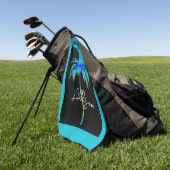 Modern Bright Blauw Tropisch palmstructuurnaam Golfhanddoek (Groen)