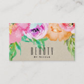 Modern Bright Bloemen Bruin Kraft Glam Country Chi Visitekaartje (Voorkant)