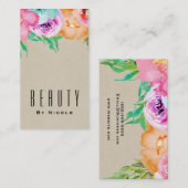 Modern Bright Bloemen Bruin Kraft Glam Country Chi Visitekaartje (Voorkant / Achterkant)