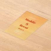 Modern Bright & Bold Gradient Oranje Bruiloft Acryl Uitnodigingen (Laagn)