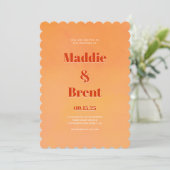 Modern Bright & Bold Gradient Oranje Bruiloft Kaart (Staand voorkant)
