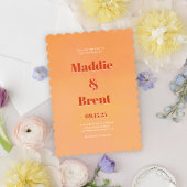 Modern Bright & Bold Gradient Oranje Bruiloft Kaart