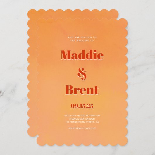 Modern Bright & Bold Gradient Verbrand Sinaasappel Kaart (Voorkant / Achterkant)