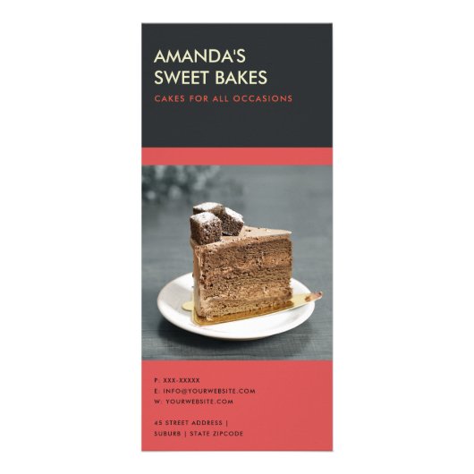 MODERN BRIGHT BOLD RED BLACK BAKERY PRICE SERVICE RECLAMEKAART (Achterkant)