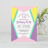 Modern Bright Colors Verjaardagsfeest voor meisjes Kaart (Staand voorkant)