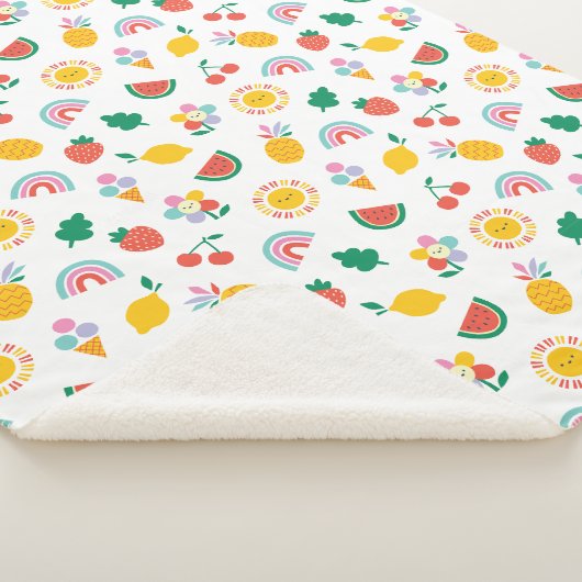 Modern Bright Colourful Smiling Suns and Rainbows Sherpa Deken (3/4)