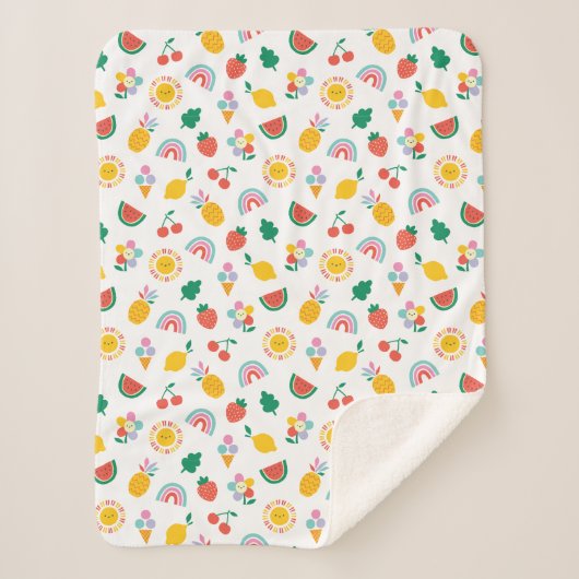 Modern Bright Colourful Smiling Suns and Rainbows  Sherpa Deken (Voorkant)