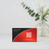 Modern Bright Crimson QR Elegant Professional Visitekaartje (Staand voorkant)