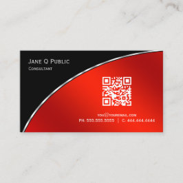 Modern Bright Crimson QR Elegant Professional Visitekaartje
