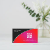 Modern Bright Crimson QR Elegant Professional Visitekaartje (Staand voorkant)