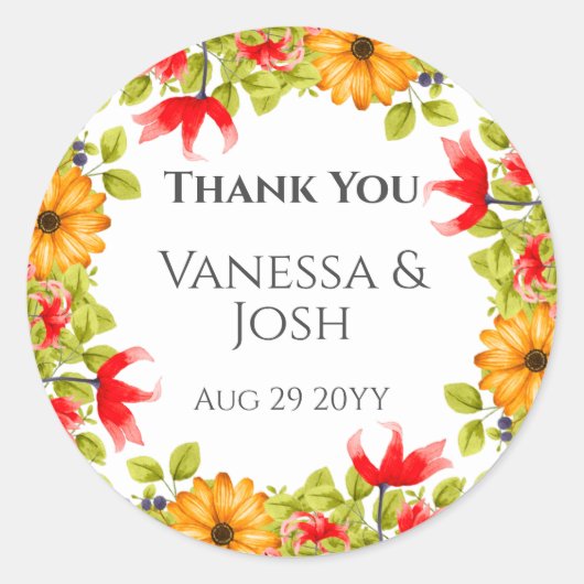 Modern Bright Floral bedankt voor je huwelijk Ronde Sticker (Voorkant)