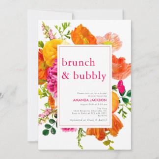 Modern Bright Floral Blooms & Bubbly Vrijgezellenf Kaart