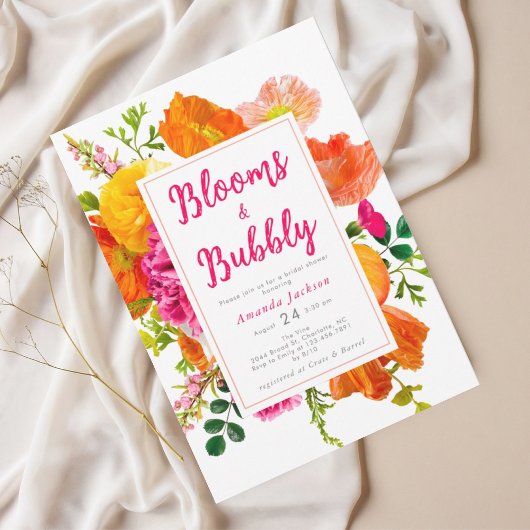 Modern Bright Floral Blooms & Bubbly Vrijgezellenf Kaart