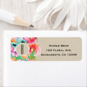 Modern Bright Floral Brown Kraft Vrijgezellenfeest Etiket (Insitu)