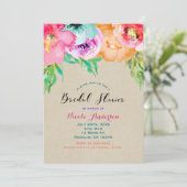 Modern Bright Floral Brown Kraft Vrijgezellenfeest Kaart (Staand voorkant)