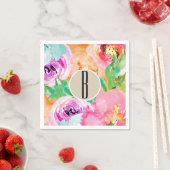 Modern Bright Floral Brown Kraft Vrijgezellenfeest Servetten (Insitu)