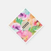 Modern Bright Floral Brown Kraft Vrijgezellenfeest Servetten (Hoek)