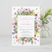 Modern Bright Floral Memorial Viering van het leve Kaart (Staand voorkant)