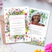 Modern Bright Floral Memorial Viering van het leve Kaart