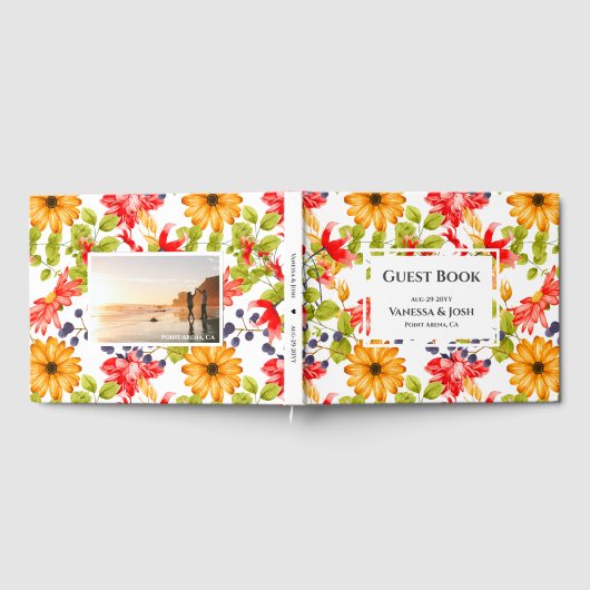 Modern Bright Floral Pattern Photo Wedding Gastenboek (Volledig)
