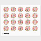 Modern Bright Floral Waterverf Kraft Chic Favoriet Ronde Sticker (Vel)