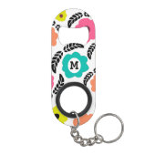 Modern Bright Flowers en Black Leaf Monogram Mini Flessenopener (Achterkant)