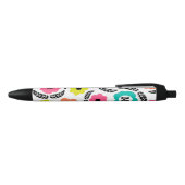 Modern Bright Flowers en Black Leaf Monogram Zwarte Inkt Pen (Bovenkant)