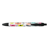 Modern Bright Flowers en Black Leaf Monogram Zwarte Inkt Pen (Achterkant)