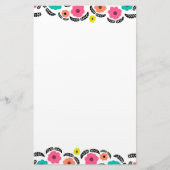 Modern Bright Flowers en zwart Leaf Briefpapier (Voorkant)