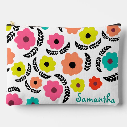 Modern Bright Flowers en zwart Leaf op maat Etui (Voorkant)