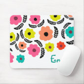 Modern Bright Flowers en zwart Leaf op maat Muismat (Met muis)