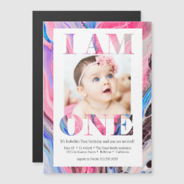 Modern + Bright Foto 1ste verjaardag Magnetische Uitnodiging