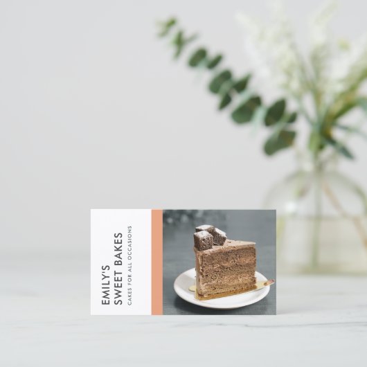 MODERN BRIGHT FUN BRIGHT PEACH BAKERY CHEF FOTO VISITEKAARTJE (Staand voorkant)